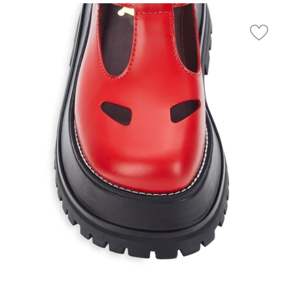 Burberry Aldwych Chunky Lug Sole Mary Jane Platform Loafer Cherry Red Size 40 - Picture 6 of 16